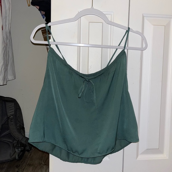 American Eagle, silk green flowy top - Picture 1 of 3
